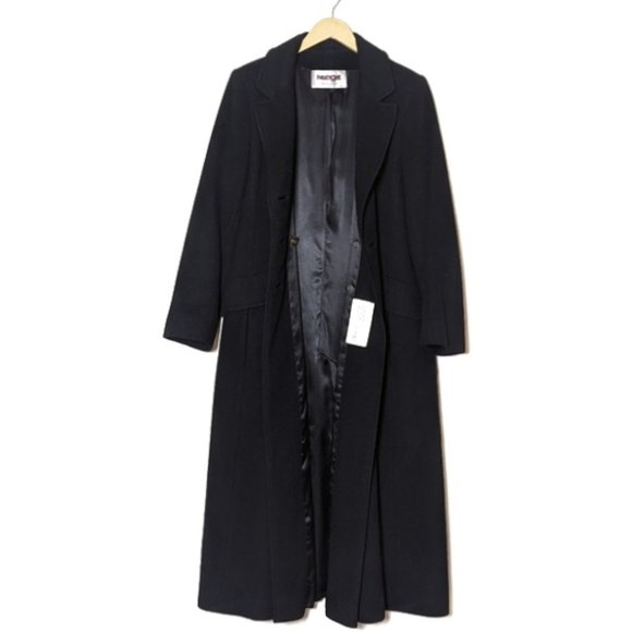 Vintage Cashmere Full Length Double Breasted Dress Coat Black M/L - Picture 12 of 16